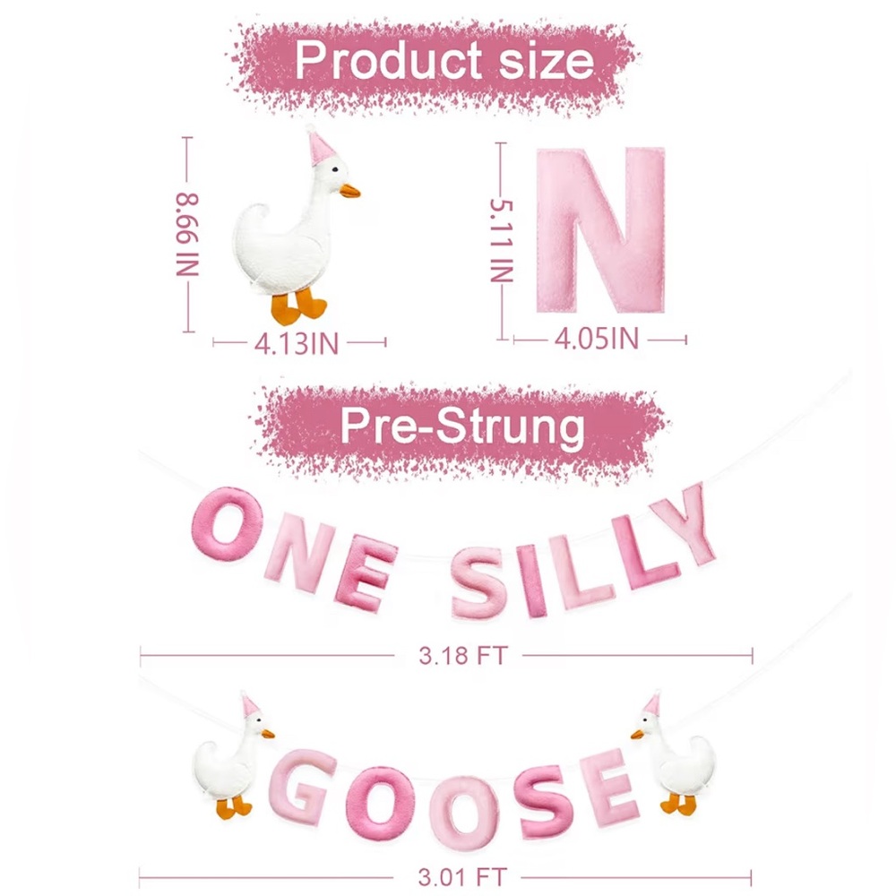 One Silly Goose Birthday Banner & Tablecloth Set - Picture 4 of 6